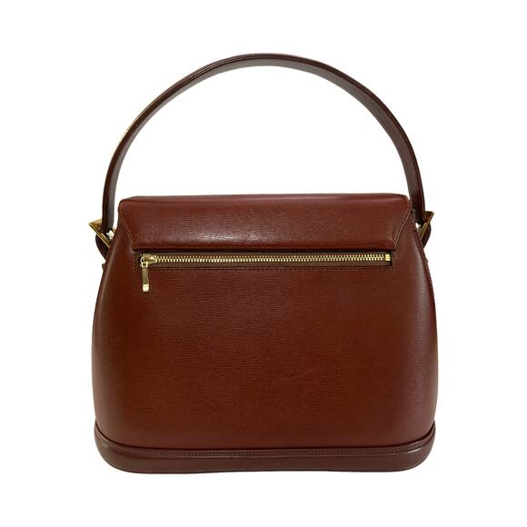 Vintage Valentino Garavani Embossed Leather Top Handle Crossbody Bag Brown Gold - Picture 3 of 13